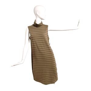 Old Navy Womens size Large Olive stripe Turtle Neck Casual Lagenlook Shift Dress